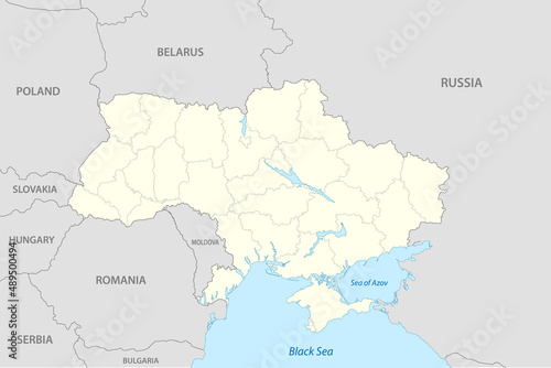 Political map of Ukraine with borders of the regions. template for your design photo