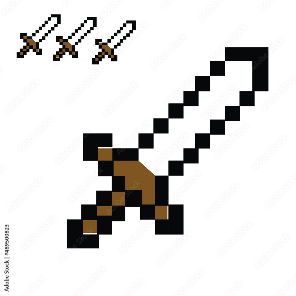 Pixel shaped sword icon illustration for war used for game icon