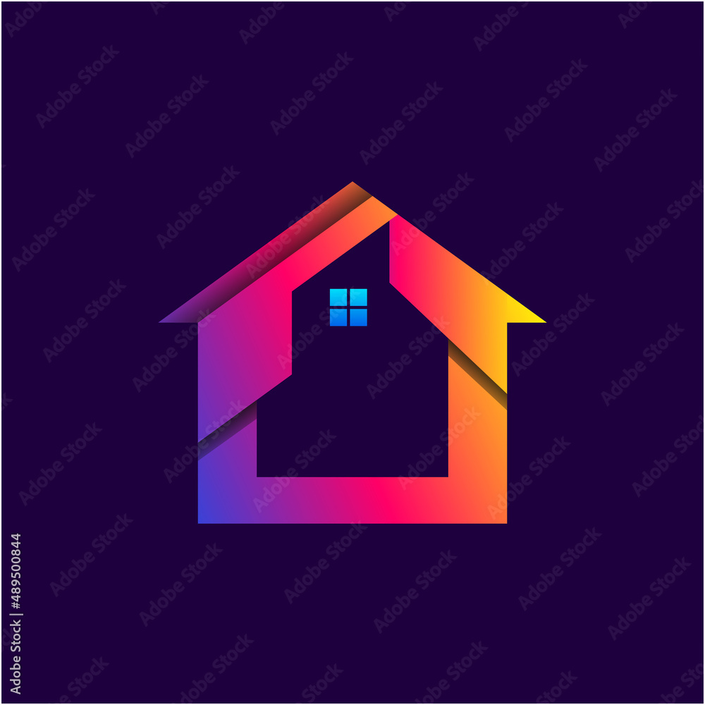 Unique minimalist home gradient logo Unique minimalist home gradient logo