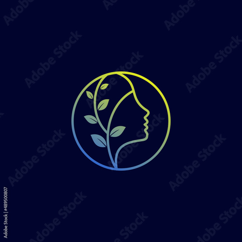 Unique Beauty Women With Leaf Logo