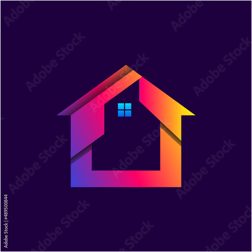 Unique minimalist home gradient logo
