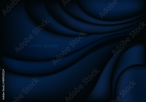 Abstract satin fabric folds or fluid wave blue background texture luxury material
