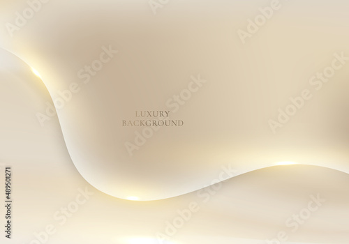 Abstract 3D elegant white and brown wave shape with lighting effect sparking on clean background