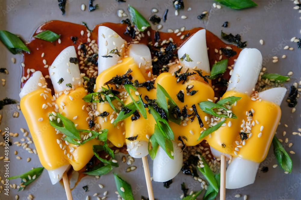 Delicious homemade Korean street food. Tteokbokki aka Korean Spicy Rice