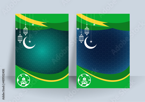ramadan decoration calligraphy design with arabesque decorations in mosque shape vector illustration