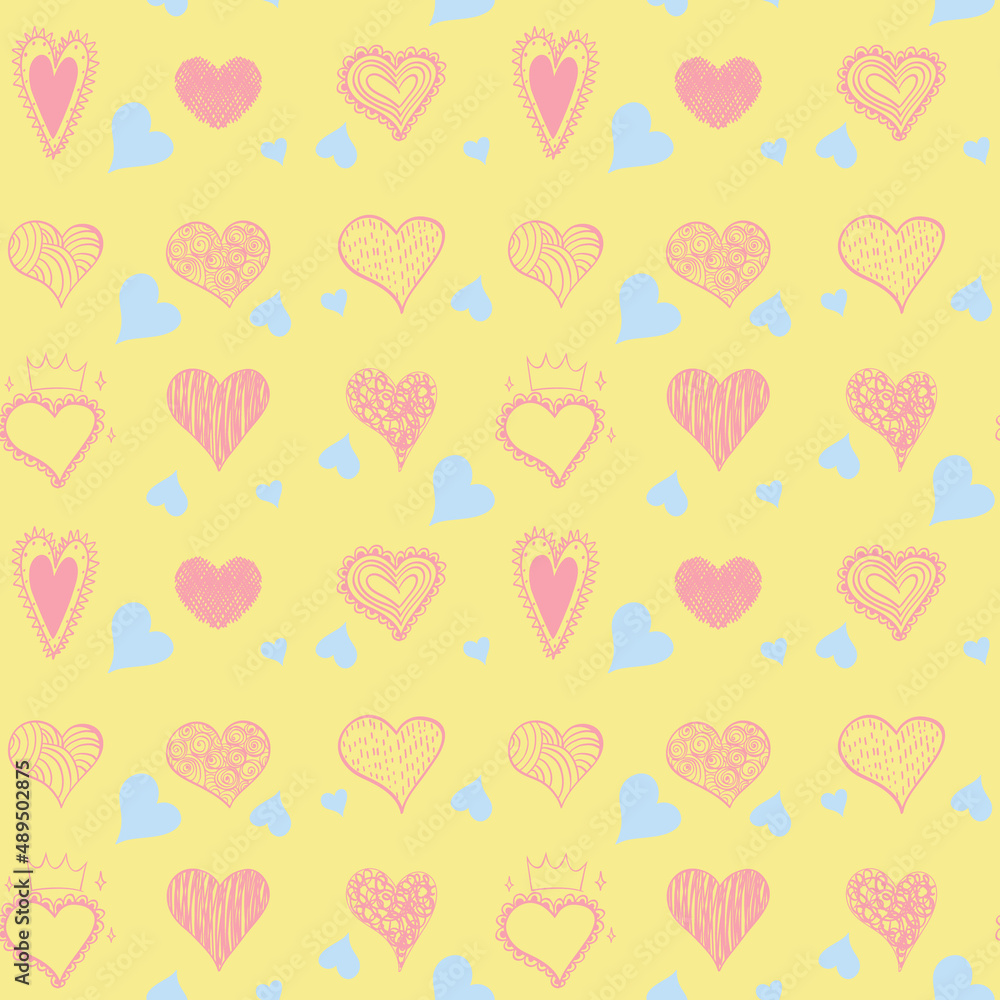 Seamless doodle heart pattern Seamless doodle heart pattern