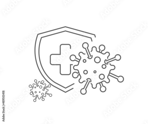 Coronavirus Bacteria icon and Corona virus Outbreak Bacteria Protection logo. Vector icon isolated on a white background.