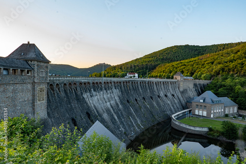 Edersee retaining wall in Germany. Renewable energy through hydropower