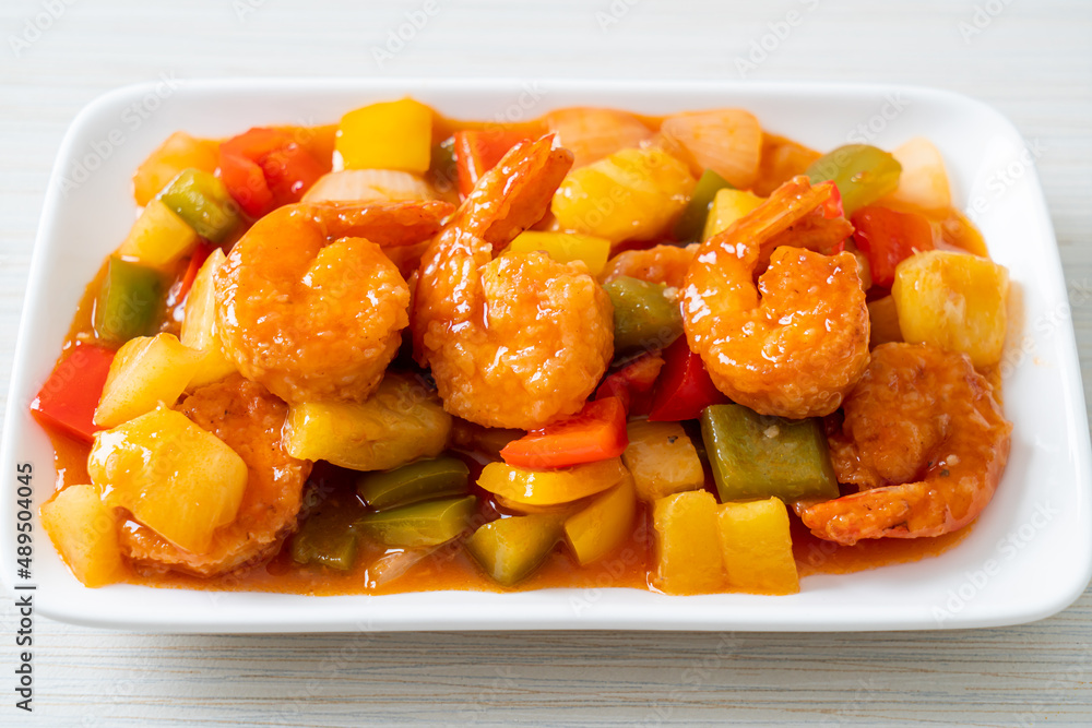 Stir-fried sweet and sour with fried shrimp Stir-fried sweet and sour with fried shrimp