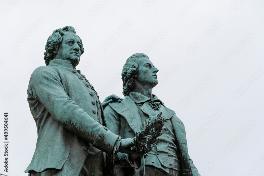 Monument of the famous german poet Goethe and Schiller in Weimar, Germany Monument of the famous german poet Goethe and Schiller in Weimar, Germany