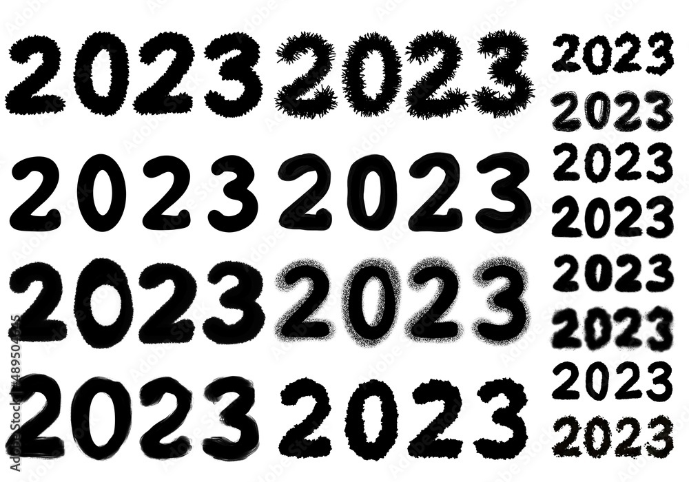 Set with 2023 numbers for stickers and cards and cards for postcard and magazines and hobbies and new year Set with 2023 numbers for stickers and cards and cards for postcard and magazines and hobbies and new year