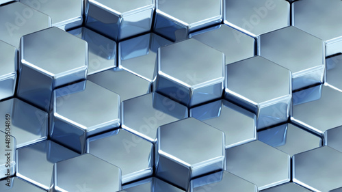 Silver hexagons 3D geometri...