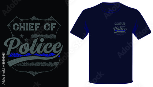 Chief of police USA thin blue line grunge police flag t-shirt design