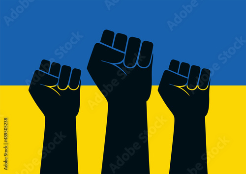 Raised fist vector icon. Human hand up in the air