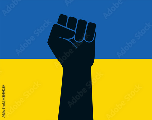Raised fist vector icon. Human hand up in the air