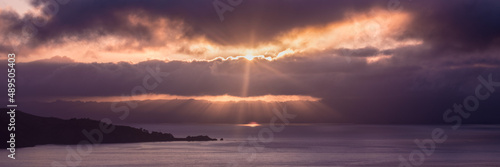 Sunrise with a purple sky