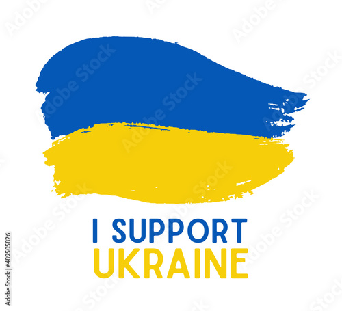 Ukraine flag. Support Ukraine sign. Heart icon with colors of Ukrainian flag. War in Ukraine concept. 