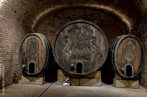 Photography Sparkling wine production by traditional methods in underground cellars in Vienn