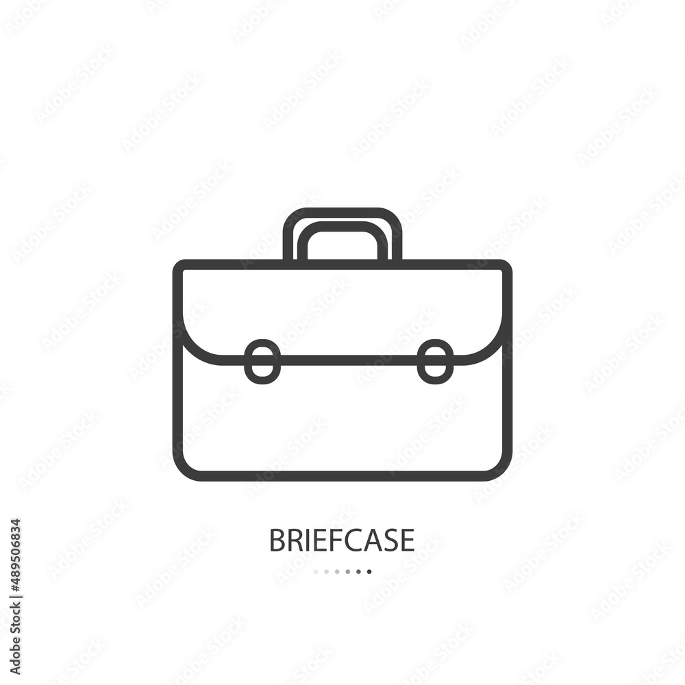 Black line icon of briefcase isolated on white background. Vector illustration. Black line icon of briefcase isolated on white background. Vector illustration.