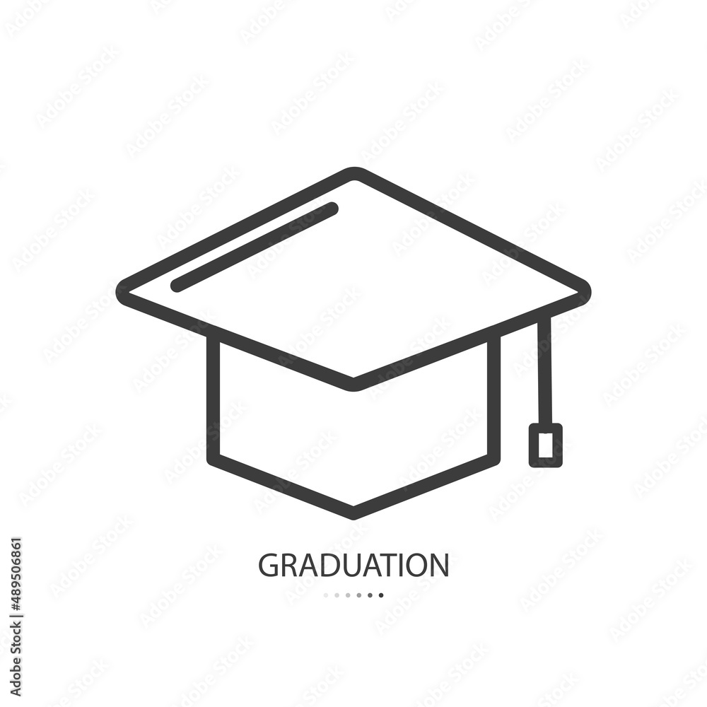 Black line icon of graduation isolated on white background. Vector illustration. Black line icon of graduation isolated on white background. Vector illustration.