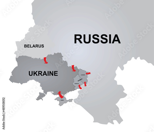 Russian invasion to Ukraine. vector photo