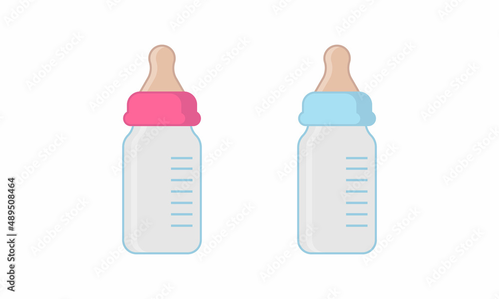 Baby milk bottle set vector illustration