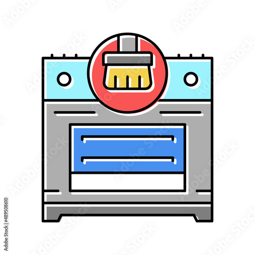 range cooker cleaning color icon vector illustration