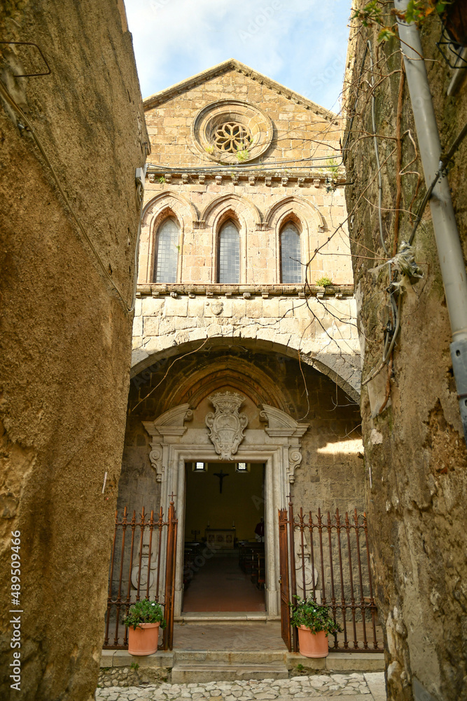 Fototapeta premium An entrance to the church of Saint Michel, in the oldest district of the city of Caserta.