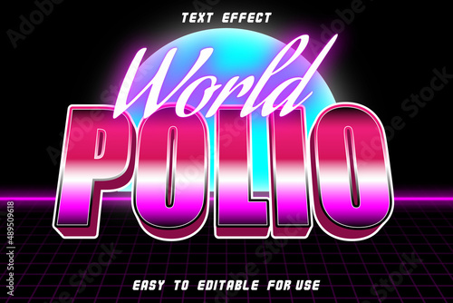 World Polio Editable Text Effect Emboss Retro Style