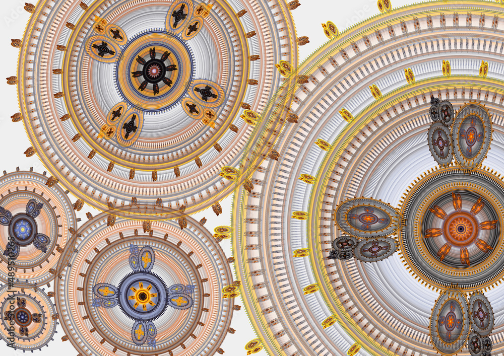 Mechanical fractal, abstract steampunk background