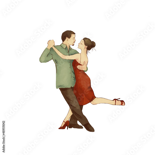 Tango. Dancing man and woman. Dance passion. Isolated on white background