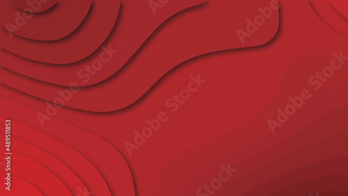 Red paper cut background. Abstract realistic papercut decoration with wavy layers