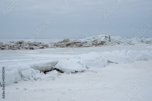 Wallpaper Mural Frozen sea. Huge broken ice blocks stacked up on coast. Stormy weather in Pärnu beach. Torontodigital.ca