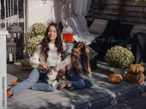 small happy family celebrating Thanksgiving.