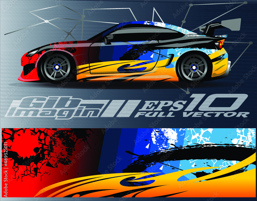 Graphic abstract stripe racing background designs for vehicle, rally ...