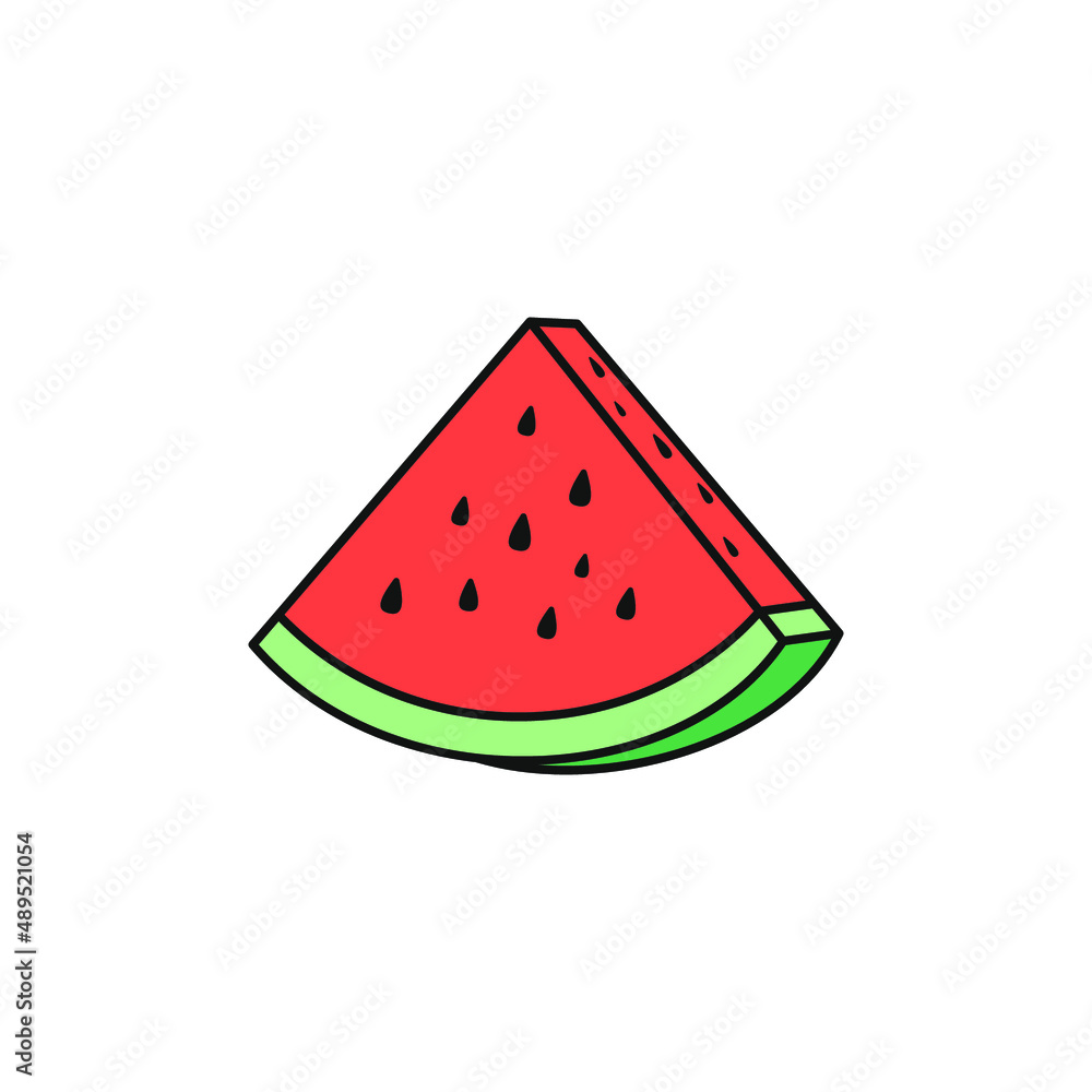 Watermelon slice, vector line illustration Watermelon slice, vector line illustration