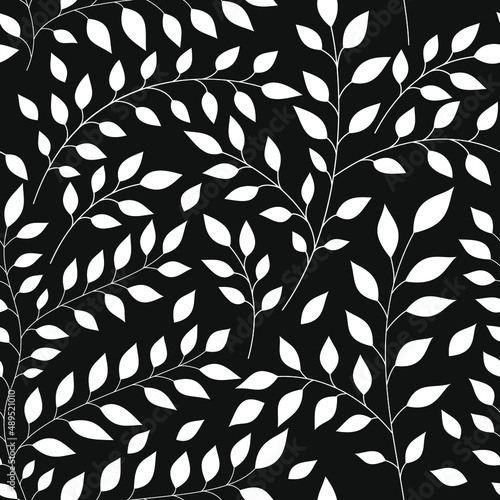 Branch pattern with leaves, vector illustration 