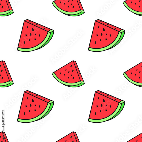 Watermelon slice pattern, vector illustration 