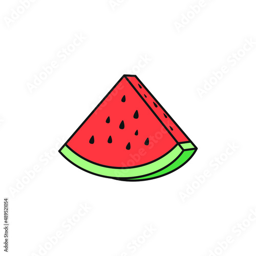 Watermelon slice, vector line illustration 