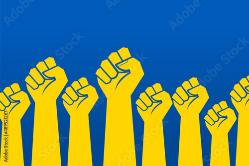 Ukraine People Volunteer to Fight Back and Defend Freedom in Ukrainian Flag Themed Illustration