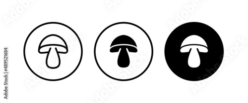Champignon mushroom icon button, vector, sign, symbol, logo, illustration, editable stroke, flat design style isolated on white