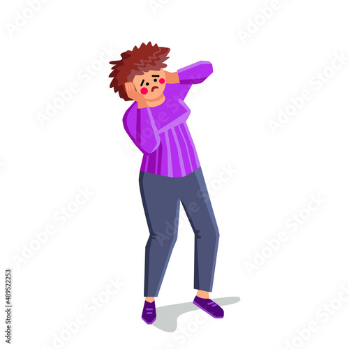 Panic Attack Young Woman On Urban Street Vector. Girl With Panic Attack, Anxiety And Worrying In Public Place. Character Lady Scary Or With Psychology Problem Flat Cartoon Illustration