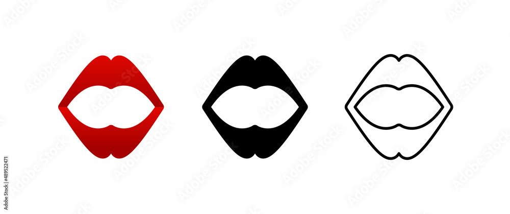 Logo design for sex shop. Vector illustration of red lips in 3 variants. Logo design for sex shop. Vector illustration of red lips in 3 variants.