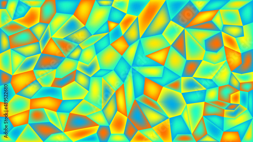 Colorful abstract vector background with gradients. Illustration with bright sharp geometric shapes. Yellow, green, cyan, orange, blue colors.