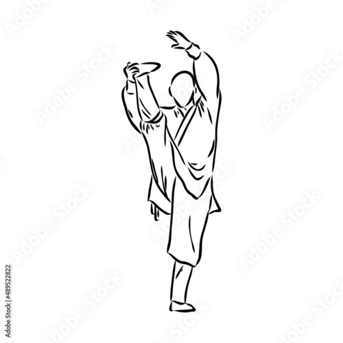 Vector illustration of a guy performing tai chi and qigong exercises
