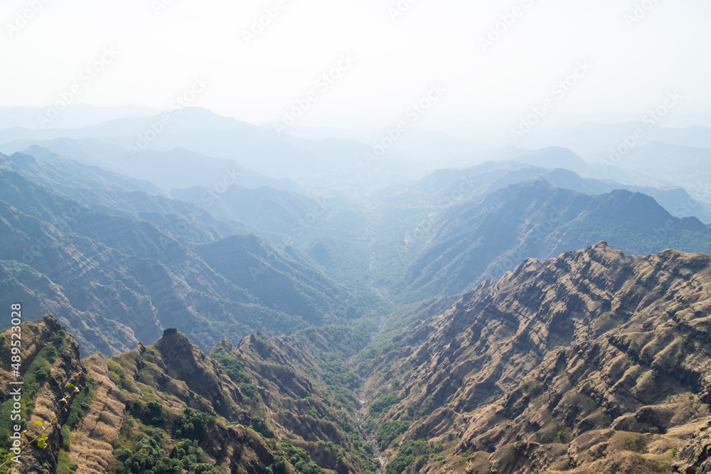  The Panoramic view from Arthur's Seat point at Konkan region mountains. Mahabaleshwar,Maharashtra, India