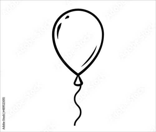Balloon vector icon in black and white colors isolated illustration. Shiny balloon cartoon logo.