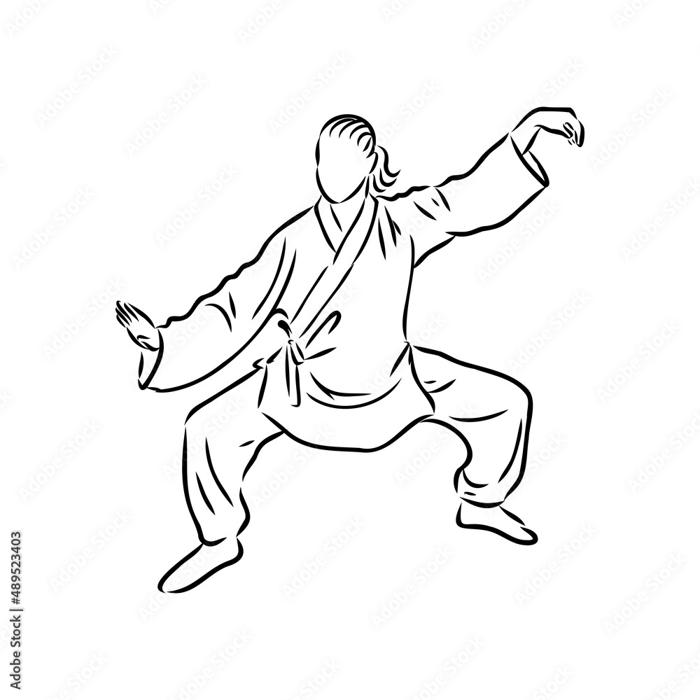 Vector illustration of a guy performing tai chi and qigong exercises Vector illustration of a guy performing tai chi and qigong exercises