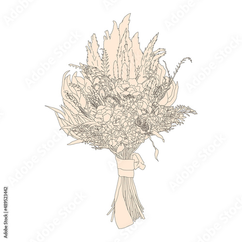 bouquet flower color line art