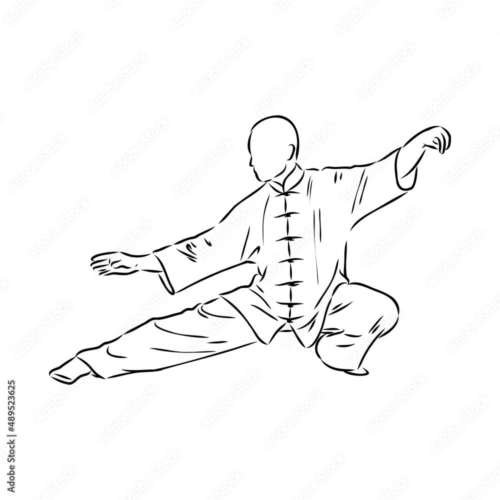 Vector illustration of a guy performing tai chi and qigong exercises Vector illustration of a guy performing tai chi and qigong exercises